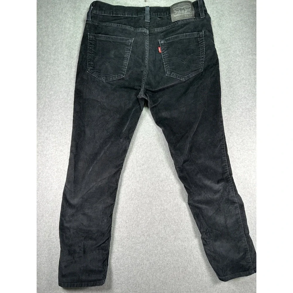 Levi's Mens Black Corduroy Straight Jeans Regular Fit 5-Pocket Stretch Mid Rise